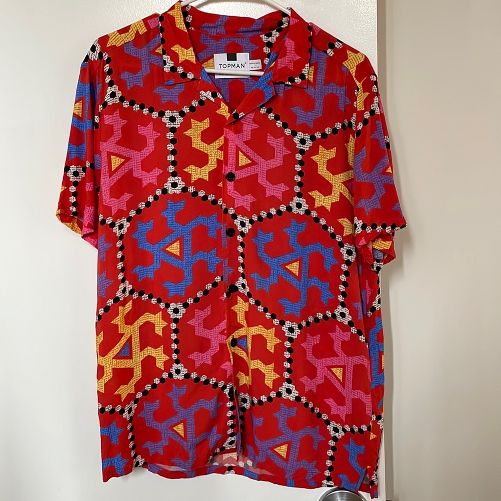 Topman Topshop Abstract Print Button Up Shirt